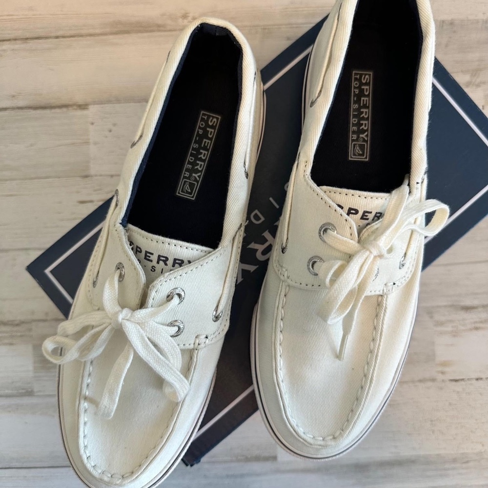 (Like New) Sperry Women's Top-Sider Loafers Biscayne White Size 6.5 Medium